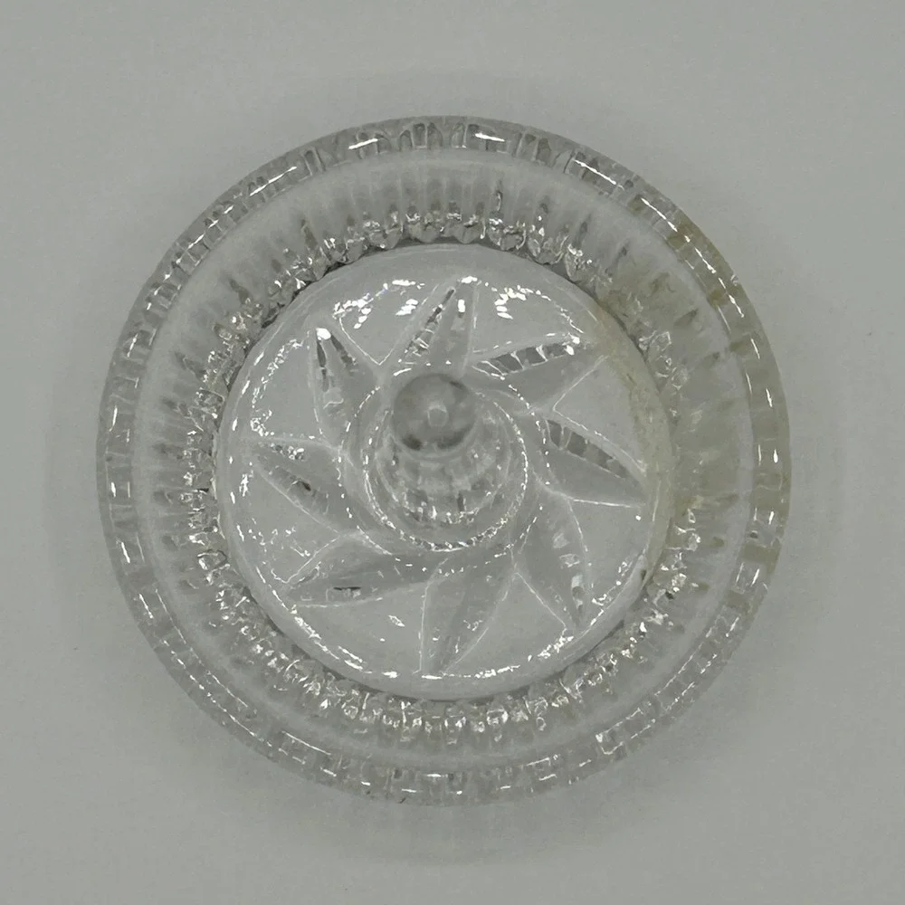 Vintage Clear Pressed Glass Thick Ring Holder Starburst Base Ribbed Trinket Dish